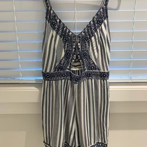 Blue and white stripped romper